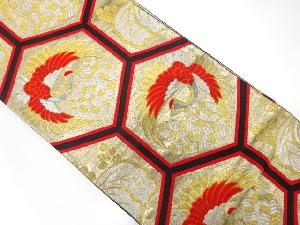 アンティーク　亀甲に鶴・若松模様織り出し袋帯(材料)